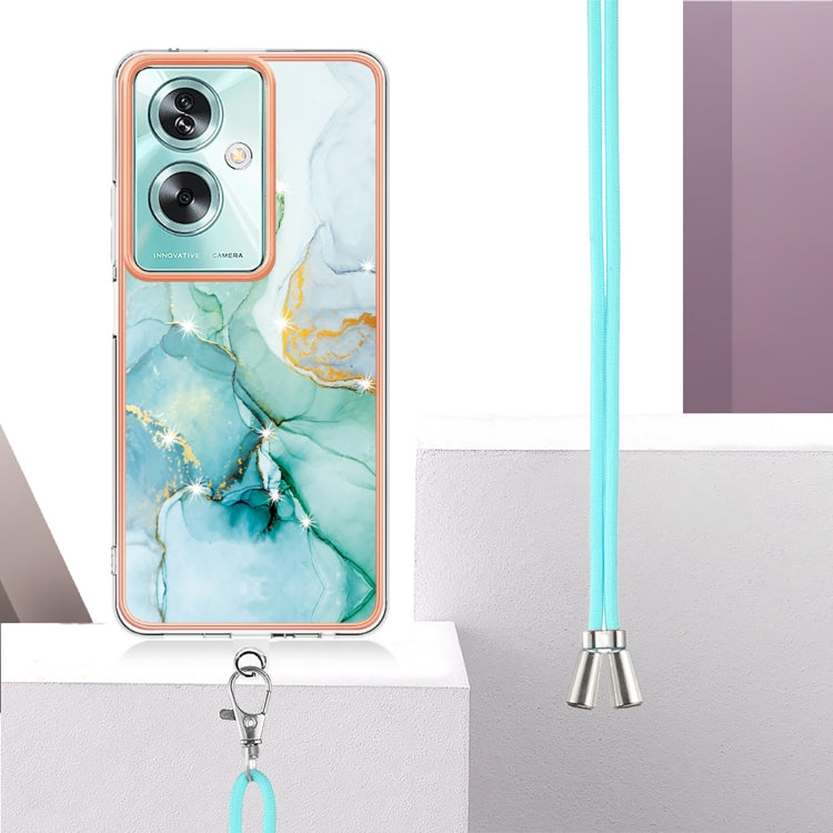 For OPPO A79 5G Global Electroplating Marble Dual-side IMD Phone Case with Lanyard(Green 003) - OPPO Cases by PMC Jewellery | Online Shopping South Africa | PMC Jewellery | Buy Now Pay Later Mobicred