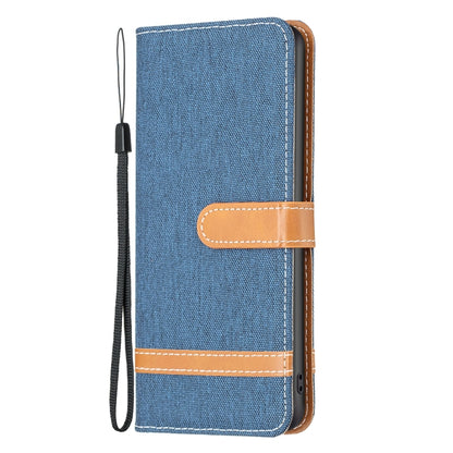 For iPhone 16 Pro Color Block Denim Texture Leather Phone Case(Dark Blue) - iPhone 16 Pro Cases by PMC Jewellery | Online Shopping South Africa | PMC Jewellery | Buy Now Pay Later Mobicred