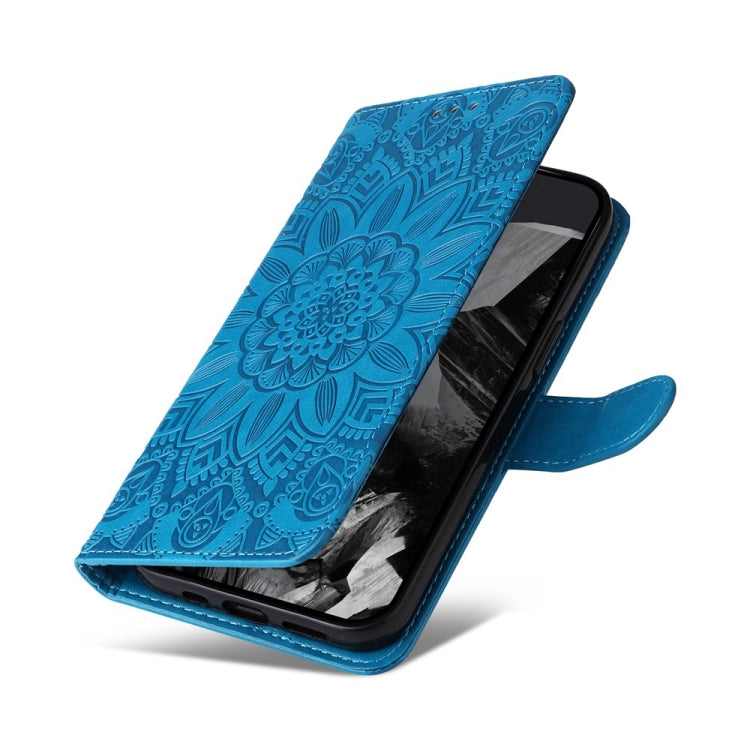 For Google Pixel 9 Pro Embossed Sunflower Leather Phone Case(Blue) - Google Cases by PMC TechLife | Online Shopping South Africa | PMC TechLife | Buy Now Pay Later Mobicred