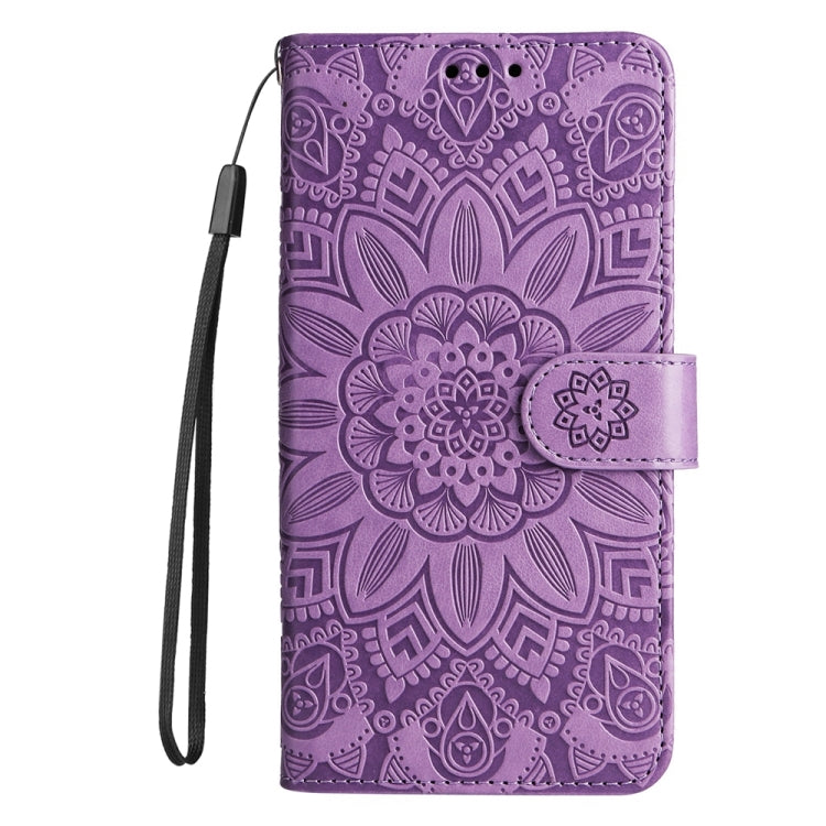 For Google Pixel 9 Pro Embossed Sunflower Leather Phone Case(Purple) - Google Cases by PMC TechLife | Online Shopping South Africa | PMC TechLife | Buy Now Pay Later Mobicred