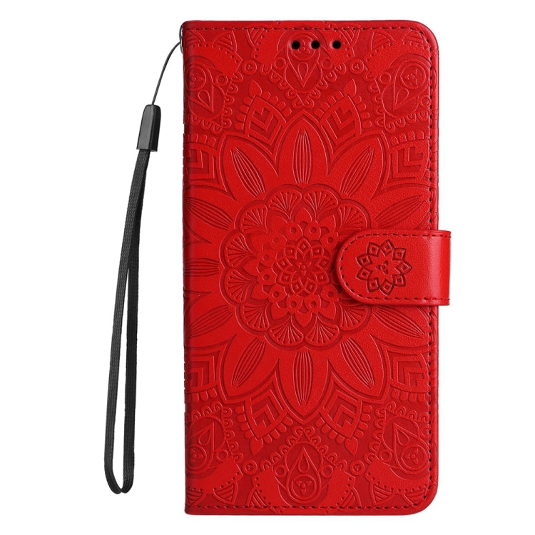 For Google Pixel 9 Embossed Sunflower Leather Phone Case(Red) - Google Cases by PMC TechLife | Online Shopping South Africa | PMC TechLife | Buy Now Pay Later Mobicred