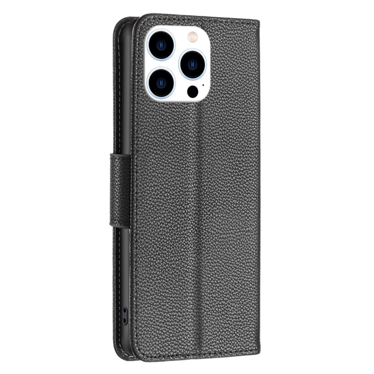 For iPhone 16 Pro Litchi Texture Pure Color Flip Leather Phone Case(Black) - iPhone 16 Pro Cases by PMC TechLife | Online Shopping South Africa | PMC TechLife | Buy Now Pay Later Mobicred