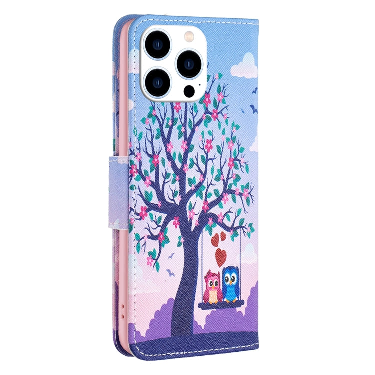 For iPhone 16 Pro Max Colored Drawing Pattern Flip Leather Phone Case(Owl) - iPhone 16 Pro Max Cases by PMC TechLife | Online Shopping South Africa | PMC TechLife | Buy Now Pay Later Mobicred