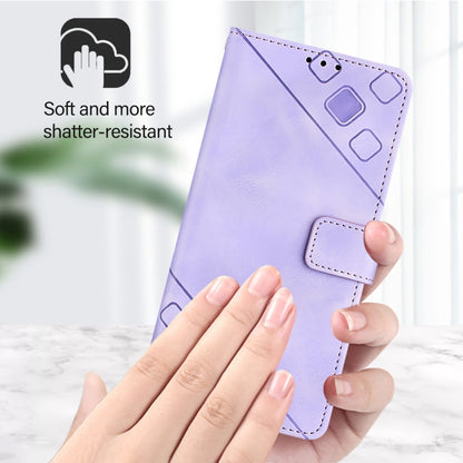 For iPhone 16 Pro Max Skin-feel Embossed Leather Phone Case(Light Purple) - iPhone 16 Pro Max Cases by PMC Jewellery | Online Shopping South Africa | PMC Jewellery | Buy Now Pay Later Mobicred