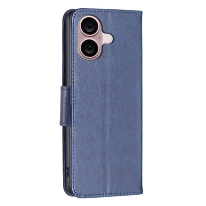 For iPhone 16 Embossing Two Butterflies Pattern Leather Phone Case(Blue) - iPhone 16 Cases by PMC Jewellery | Online Shopping South Africa | PMC Jewellery | Buy Now Pay Later Mobicred