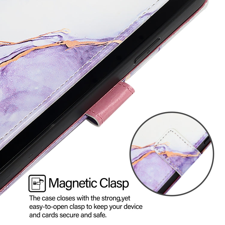 For iPhone SE 2024 PT003 Marble Pattern Flip Leather Phone Case(White Purple LS006) - More iPhone Cases by PMC Jewellery | Online Shopping South Africa | PMC Jewellery | Buy Now Pay Later Mobicred