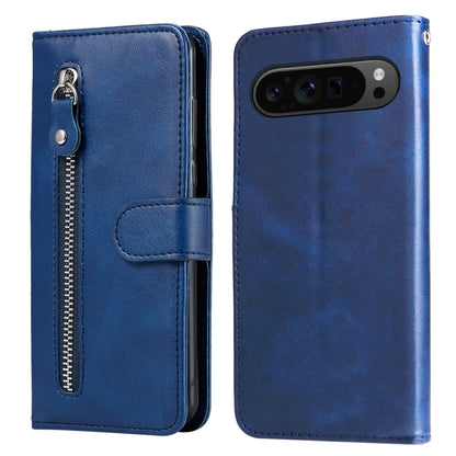 For Google Pixel 9 Pro Fashion Calf Texture Zipper Leather Phone Case(Blue) - Google Cases by PMC Jewellery | Online Shopping South Africa | PMC Jewellery | Buy Now Pay Later Mobicred