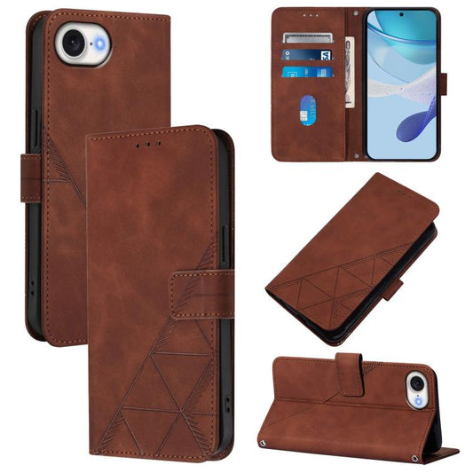 For iPhone 16e Crossbody 3D Embossed Flip Leather Phone Case(Brown) - iPhone 16e Cases by PMC Jewellery | Online Shopping South Africa | PMC Jewellery | Buy Now Pay Later Mobicred