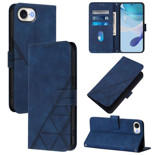 For iPhone 16e Crossbody 3D Embossed Flip Leather Phone Case(Blue) - iPhone 16e Cases by PMC Jewellery | Online Shopping South Africa | PMC Jewellery | Buy Now Pay Later Mobicred