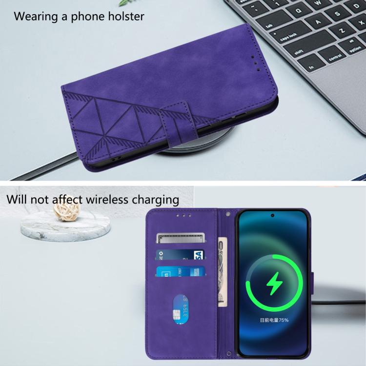For iPhone 16e Crossbody 3D Embossed Flip Leather Phone Case(Purple) - iPhone 16e Cases by PMC TechLife | Online Shopping South Africa | PMC TechLife | Buy Now Pay Later Mobicred
