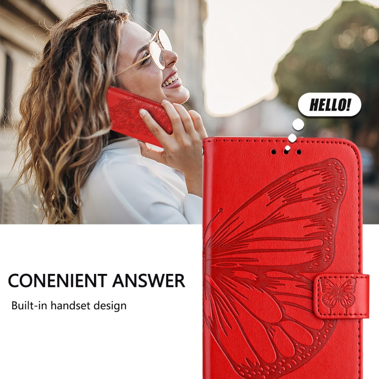 For iPhone 16 Pro Max Embossed Butterfly Leather Phone Case(Red) - iPhone 16 Pro Max Cases by PMC Jewellery | Online Shopping South Africa | PMC Jewellery | Buy Now Pay Later Mobicred