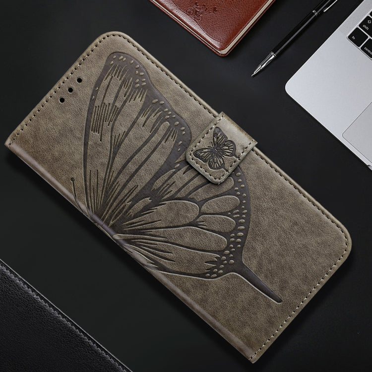 For iPhone 16 Pro Max Embossed Butterfly Leather Phone Case(Grey) - iPhone 16 Pro Max Cases by PMC TechLife | Online Shopping South Africa | PMC TechLife | Buy Now Pay Later Mobicred