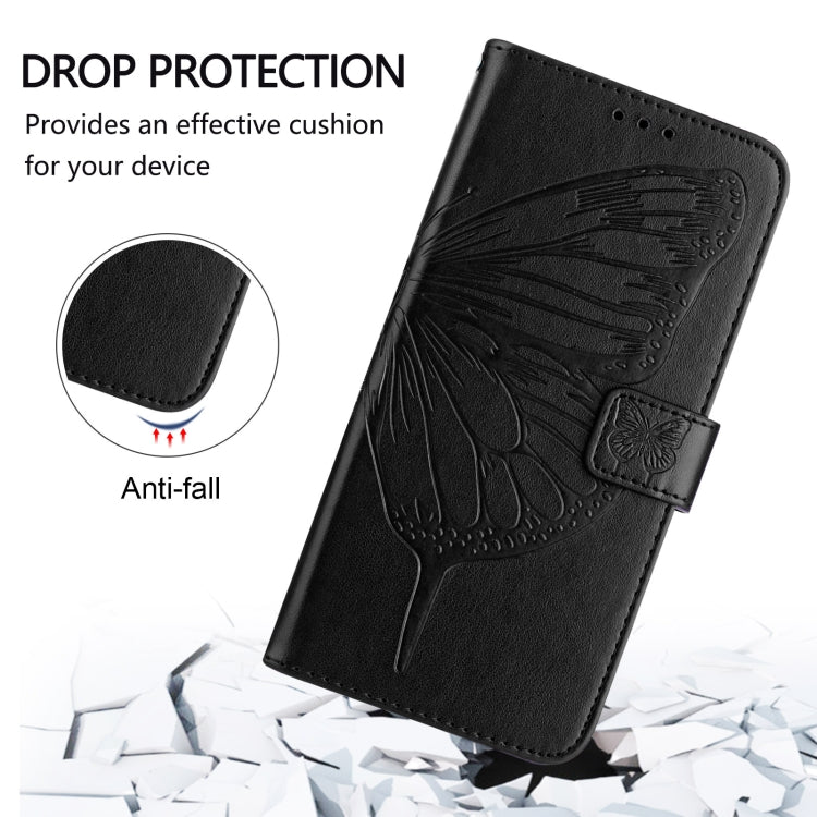 For iPhone 16 Pro Embossed Butterfly Leather Phone Case(Black) - iPhone 16 Pro Cases by PMC Jewellery | Online Shopping South Africa | PMC Jewellery | Buy Now Pay Later Mobicred