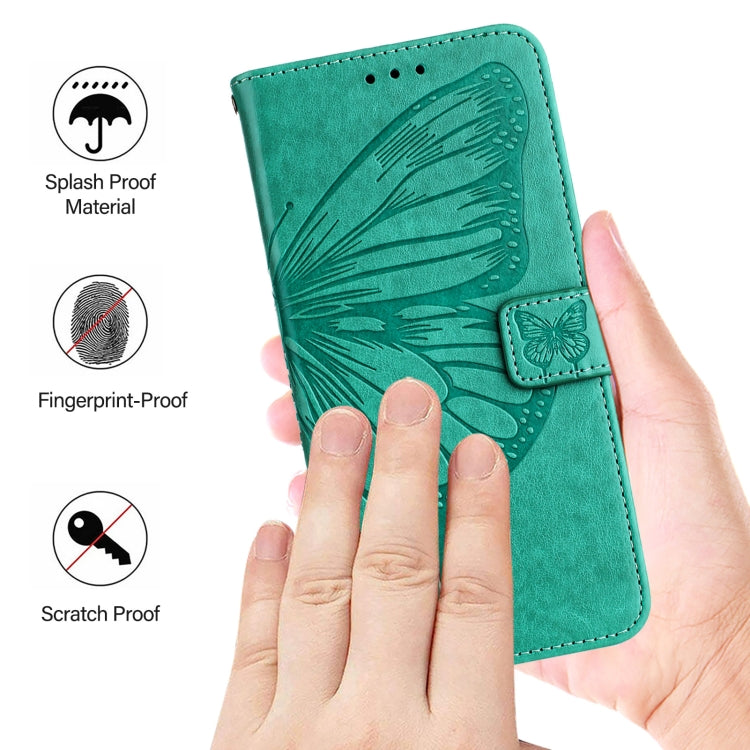 For iPhone 16 Pro Embossed Butterfly Leather Phone Case(Green) - iPhone 16 Pro Cases by PMC TechLife | Online Shopping South Africa | PMC TechLife | Buy Now Pay Later Mobicred