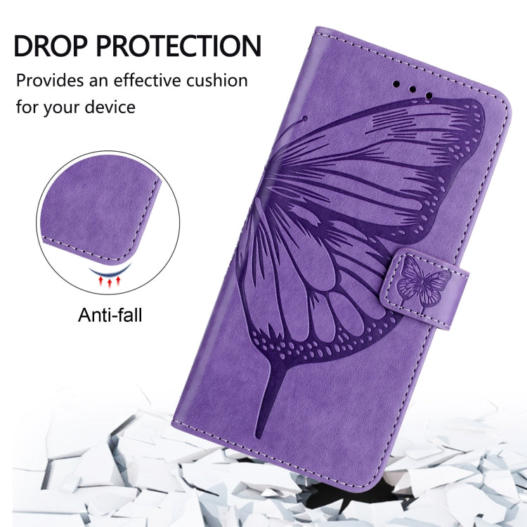 For iPhone 16 Pro Embossed Butterfly Leather Phone Case(Light Purple) - iPhone 16 Pro Cases by PMC TechLife | Online Shopping South Africa | PMC TechLife | Buy Now Pay Later Mobicred