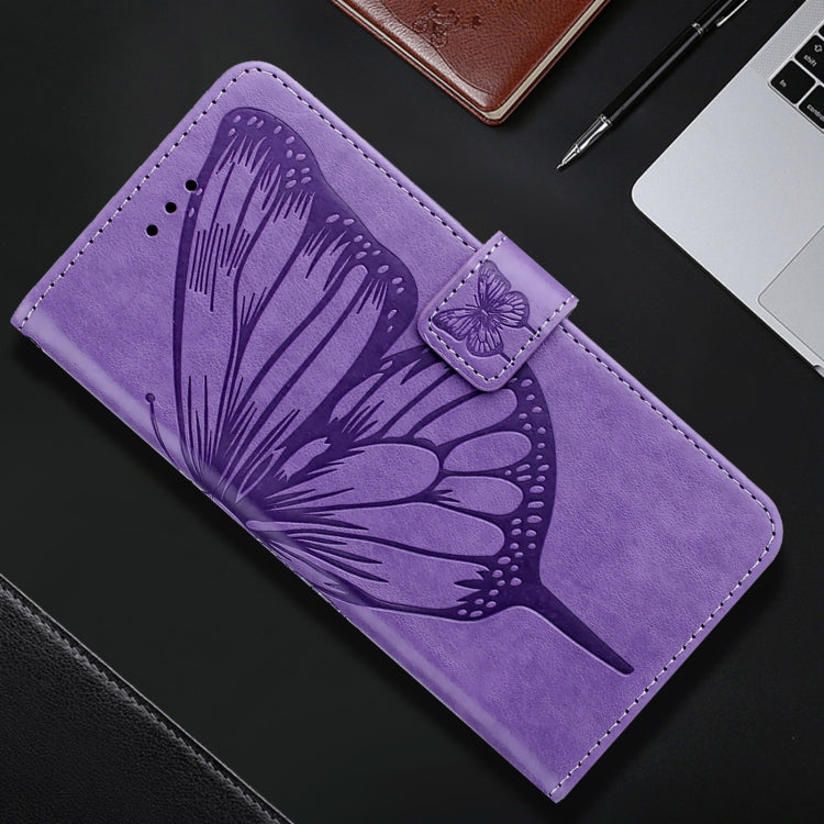 For iPhone 16 Pro Embossed Butterfly Leather Phone Case(Light Purple) - iPhone 16 Pro Cases by PMC Jewellery | Online Shopping South Africa | PMC Jewellery | Buy Now Pay Later Mobicred