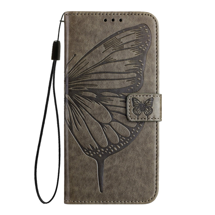 For iPhone 16 Pro Embossed Butterfly Leather Phone Case(Grey) - iPhone 16 Pro Cases by PMC Jewellery | Online Shopping South Africa | PMC Jewellery | Buy Now Pay Later Mobicred