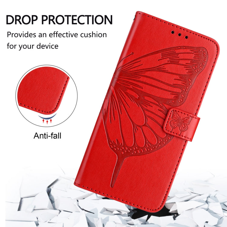 For iPhone 16 Plus Embossed Butterfly Leather Phone Case(Red) - iPhone 16 Plus Cases by PMC TechLife | Online Shopping South Africa | PMC TechLife | Buy Now Pay Later Mobicred