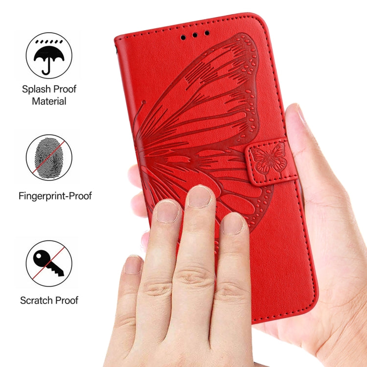 For iPhone 16 Plus Embossed Butterfly Leather Phone Case(Red) - iPhone 16 Plus Cases by PMC Jewellery | Online Shopping South Africa | PMC Jewellery | Buy Now Pay Later Mobicred