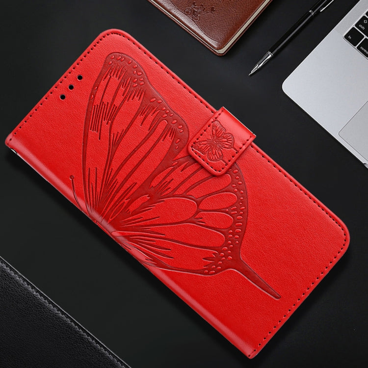 For iPhone 16 Plus Embossed Butterfly Leather Phone Case(Red) - iPhone 16 Plus Cases by PMC TechLife | Online Shopping South Africa | PMC TechLife | Buy Now Pay Later Mobicred