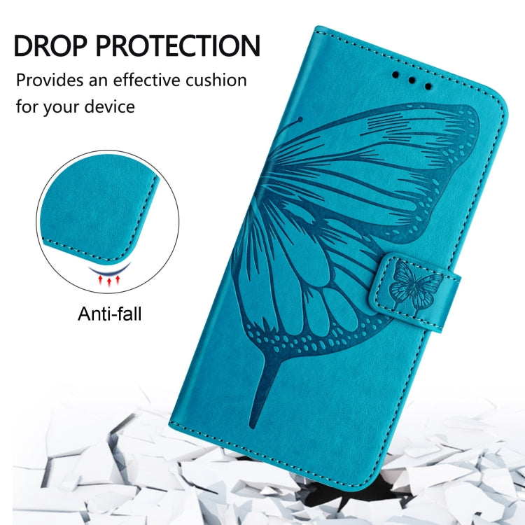 For iPhone 16 Plus Embossed Butterfly Leather Phone Case(Blue) - iPhone 16 Plus Cases by PMC TechLife | Online Shopping South Africa | PMC TechLife | Buy Now Pay Later Mobicred