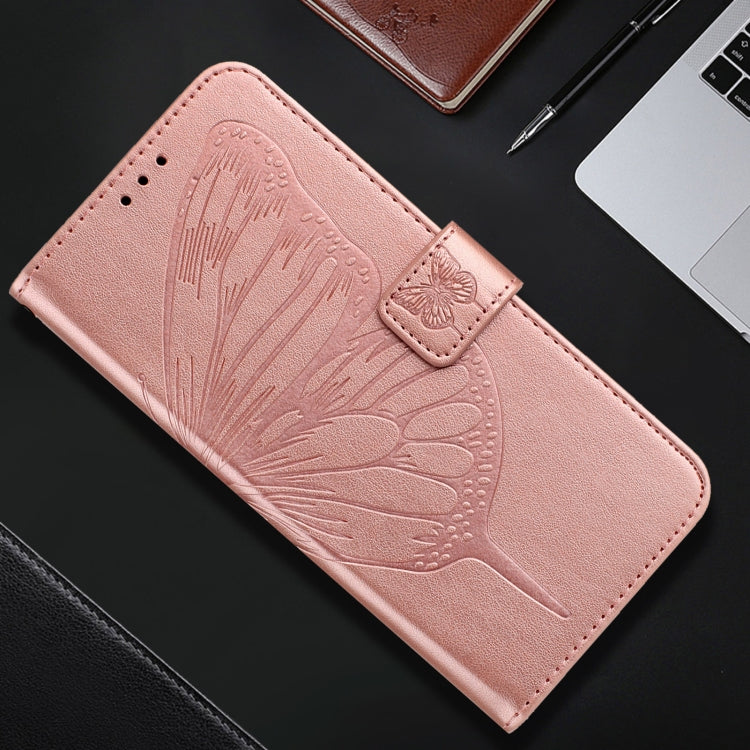 For iPhone 16 Embossed Butterfly Leather Phone Case(Rose Gold) - iPhone 16 Cases by PMC TechLife | Online Shopping South Africa | PMC TechLife | Buy Now Pay Later Mobicred