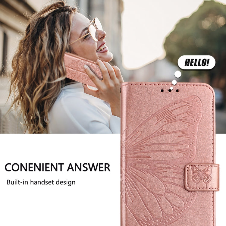 For iPhone 16 Embossed Butterfly Leather Phone Case(Rose Gold) - iPhone 16 Cases by PMC TechLife | Online Shopping South Africa | PMC TechLife | Buy Now Pay Later Mobicred