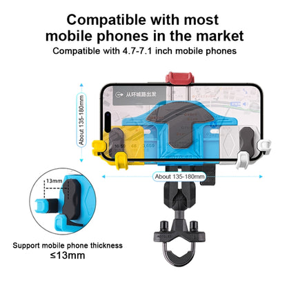 MOTOSLG Crab Motorcycle Phone Clamp Bracket O-Type Rear Mirror Mount(Yellow Blue White) - Holder by MOTOLSG | Online Shopping South Africa | PMC Jewellery | Buy Now Pay Later Mobicred