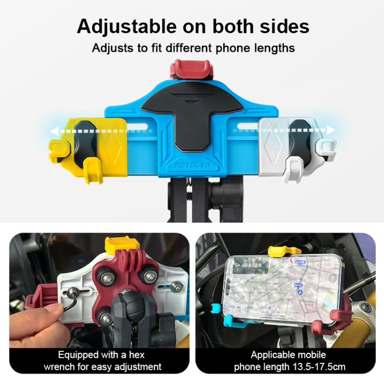 MOTOSLG Crab Motorcycle Phone Clamp Bracket M10 Ballhead Mount(Yellow Blue White) - Holder by MOTOLSG | Online Shopping South Africa | PMC Jewellery | Buy Now Pay Later Mobicred