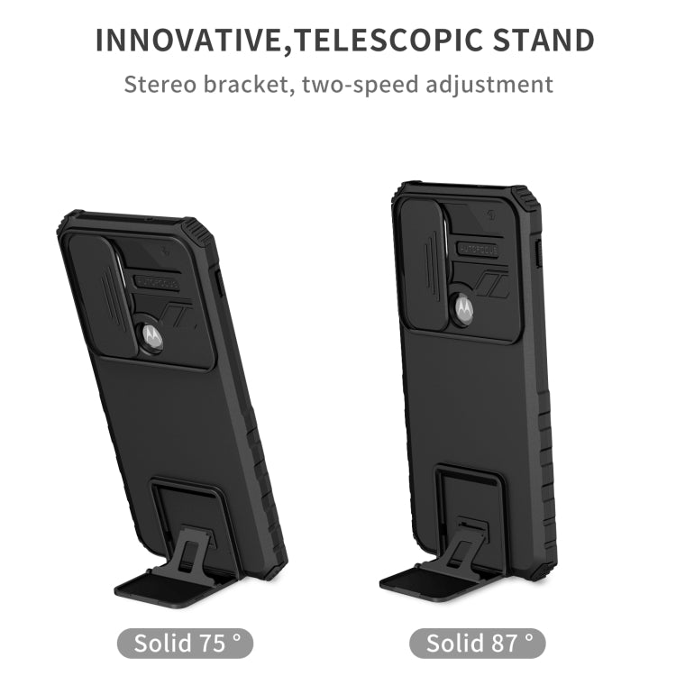 For Motorola Moto G Stylus 5G Stereoscopic Holder Sliding Camshield Phone Case(Black) - Motorola Cases by PMC Jewellery | Online Shopping South Africa | PMC Jewellery