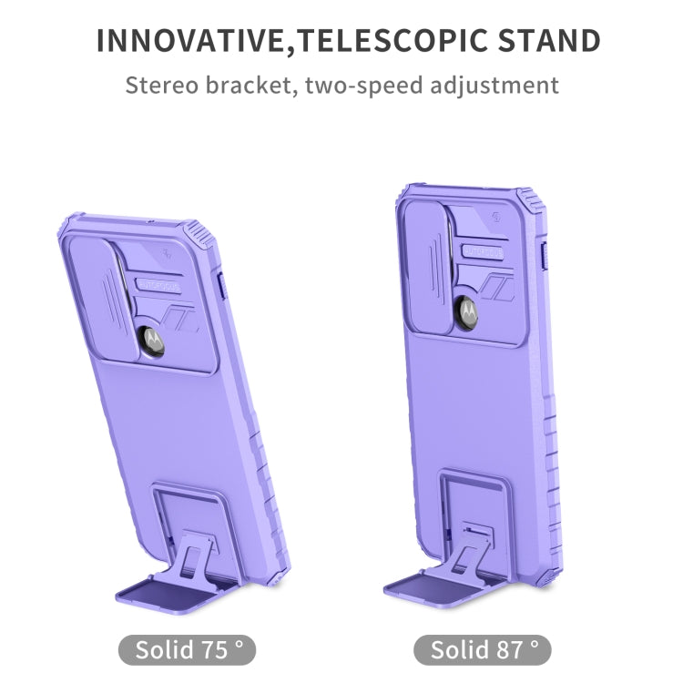 For Motorola Moto G Stylus 5G Stereoscopic Holder Sliding Camshield Phone Case(Purple) - Motorola Cases by PMC Jewellery | Online Shopping South Africa | PMC Jewellery