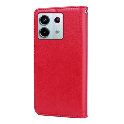 For Xiaomi Redmi Note 13 4G Rose Embossed Flip PU Leather Phone Case(Red) - Note 13 Cases by PMC Jewellery | Online Shopping South Africa | PMC Jewellery | Buy Now Pay Later Mobicred