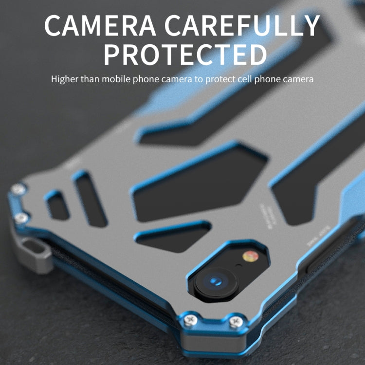 For iPhone XS Max R-JUST Shockproof Armor Metal Protective Case(Blue) - More iPhone Cases by R-JUST | Online Shopping South Africa | PMC Jewellery