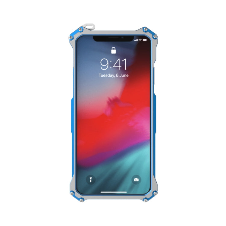 For iPhone X R-JUST Shockproof Armor Metal Protective Case(Blue) - More iPhone Cases by R-JUST | Online Shopping South Africa | PMC Jewellery