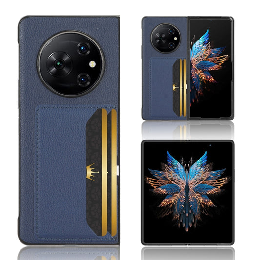 For Tecno Phantom V Fold Litchi Texture Card Slots Back Cover Phone Case(Blue) - Tecno Cases by PMC Jewellery | Online Shopping South Africa | PMC Jewellery | Buy Now Pay Later Mobicred