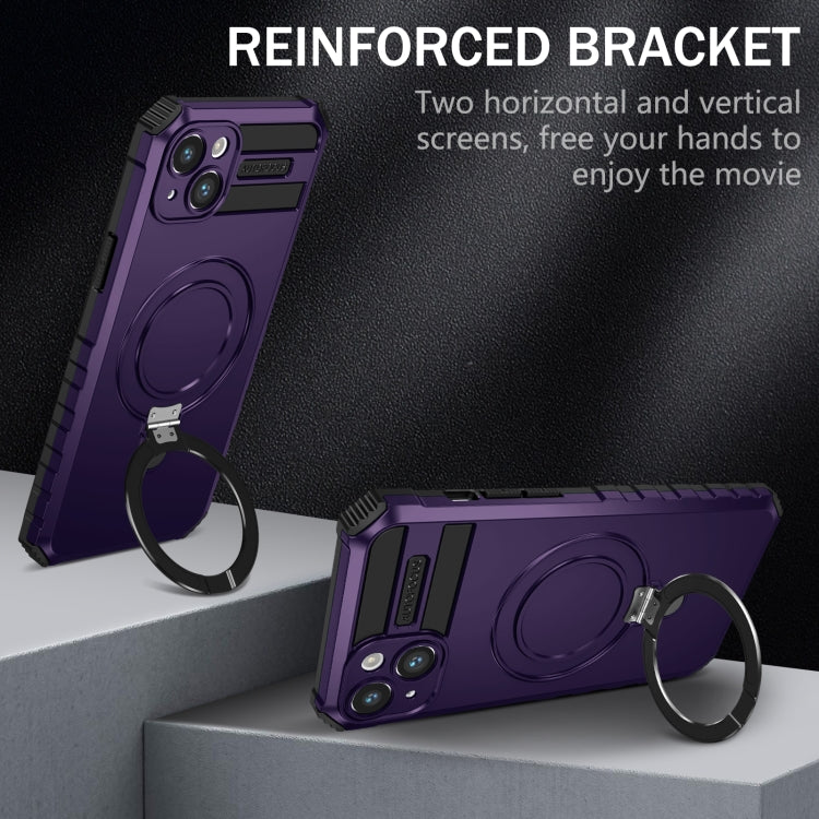 For iPhone 14 MagSafe Magnetic Holder Phone Case(Purple) - iPhone 14 Cases by PMC Jewellery | Online Shopping South Africa | PMC Jewellery