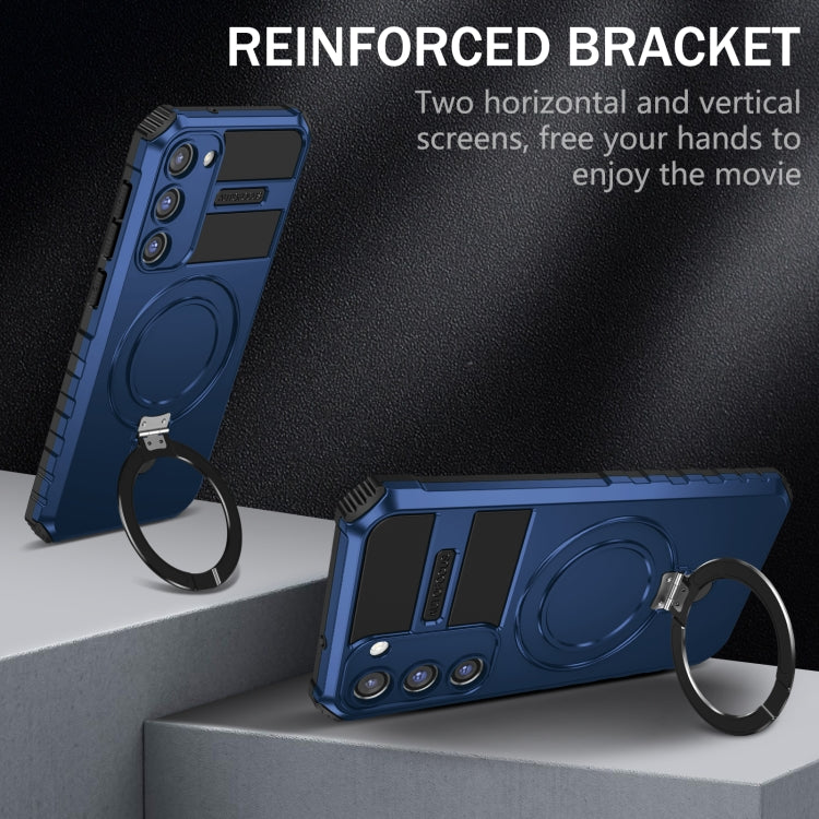 For Samsung Galaxy S23+ 5G MagSafe Magnetic Holder Phone Case(Blue) - Galaxy S23+ 5G Cases by PMC TechLife | Online Shopping South Africa | PMC TechLife