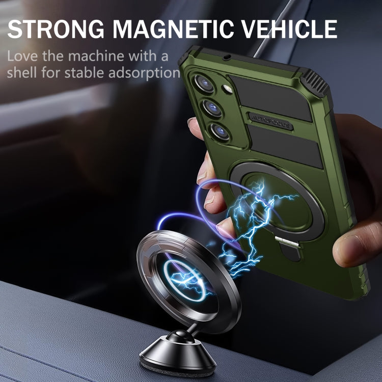 For Samsung Galaxy S23+ 5G MagSafe Magnetic Holder Phone Case(Green) - Galaxy S23+ 5G Cases by PMC TechLife | Online Shopping South Africa | PMC TechLife