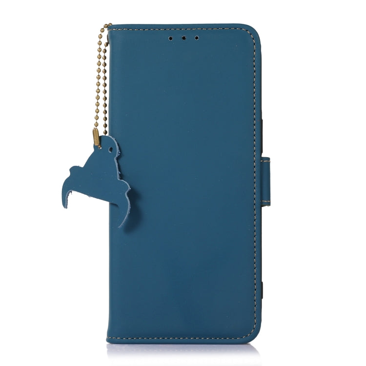 For OnePlus Ace 2 Pro Genuine Leather Magnetic RFID Leather Phone Case(Blue) - OnePlus Cases by PMC TechLife | Online Shopping South Africa | PMC TechLife | Buy Now Pay Later Mobicred