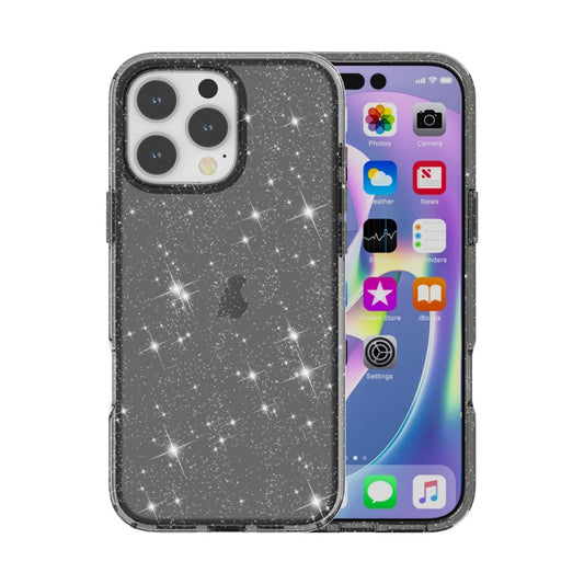 For iPhone 16 Pro Shockproof Terminator Glitter Powder Phone Case(Black) - iPhone 16 Pro Cases by PMC Jewellery | Online Shopping South Africa | PMC Jewellery | Buy Now Pay Later Mobicred