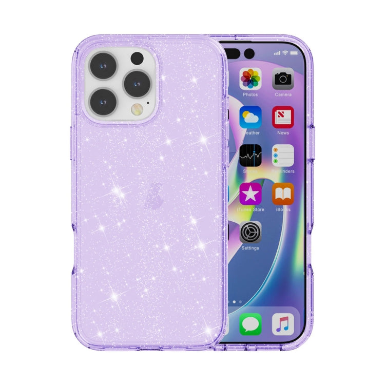 For iPhone 16 Pro Shockproof Terminator Glitter Powder Phone Case(Purple) - iPhone 16 Pro Cases by PMC TechLife | Online Shopping South Africa | PMC TechLife | Buy Now Pay Later Mobicred