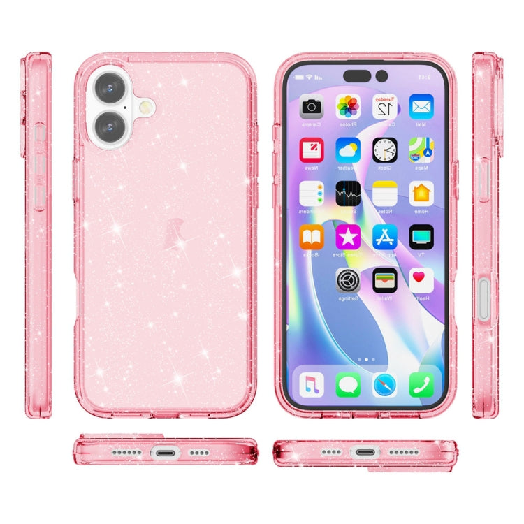 For iPhone 16 Shockproof Terminator Glitter Powder Phone Case(Pink) - iPhone 16 Cases by PMC Jewellery | Online Shopping South Africa | PMC Jewellery | Buy Now Pay Later Mobicred