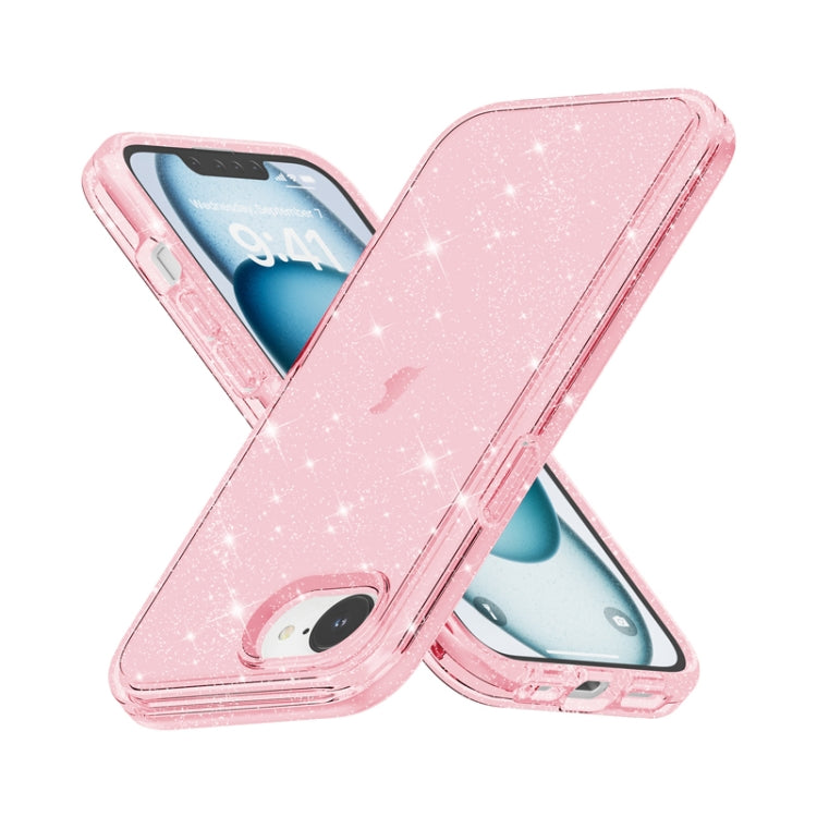 For iPhone 16e Shockproof Terminator Glitter Powder Phone Case(Pink) - iPhone 16e Cases by PMC TechLife | Online Shopping South Africa | PMC TechLife | Buy Now Pay Later Mobicred
