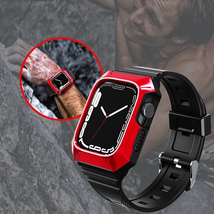 For Apple Watch Ultra 2 49mm PC Rugged Case Integrated TPU Watch Band(Red) - Watch Bands by PMC Jewellery | Online Shopping South Africa | PMC Jewellery | Buy Now Pay Later Mobicred