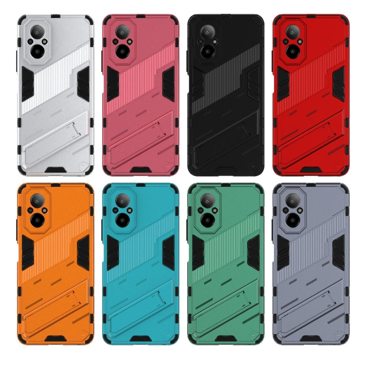 For Realme C67 4G Global Punk Armor 2 in 1 PC + TPU Phone Case with Holder(Light Red) - Realme Cases by PMC TechLife | Online Shopping South Africa | PMC TechLife | Buy Now Pay Later Mobicred