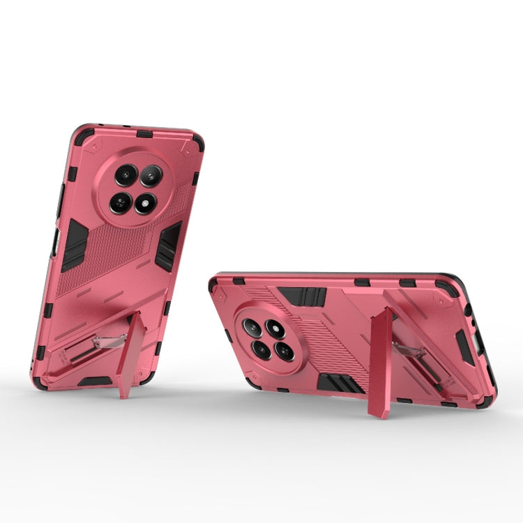 For Realme 12 5G Global Punk Armor 2 in 1 PC + TPU Phone Case with Holder(Light Red) - Realme Cases by PMC TechLife | Online Shopping South Africa | PMC TechLife | Buy Now Pay Later Mobicred