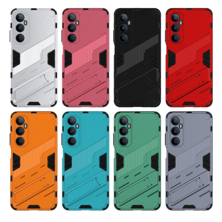 For Realme C65 4G Global Punk Armor 2 in 1 PC + TPU Phone Case with Holder(White) - Realme Cases by PMC TechLife | Online Shopping South Africa | PMC TechLife | Buy Now Pay Later Mobicred