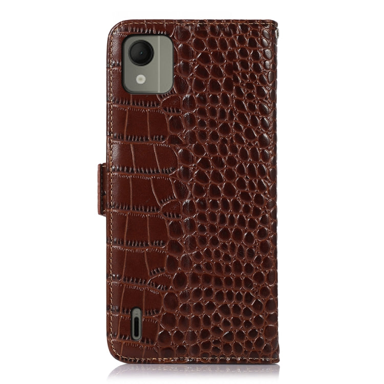 For Nokia C110 Crocodile Top Layer Cowhide Leather Phone Case(Brown) - Nokia Cases by PMC TechLife | Online Shopping South Africa | PMC TechLife | Buy Now Pay Later Mobicred
