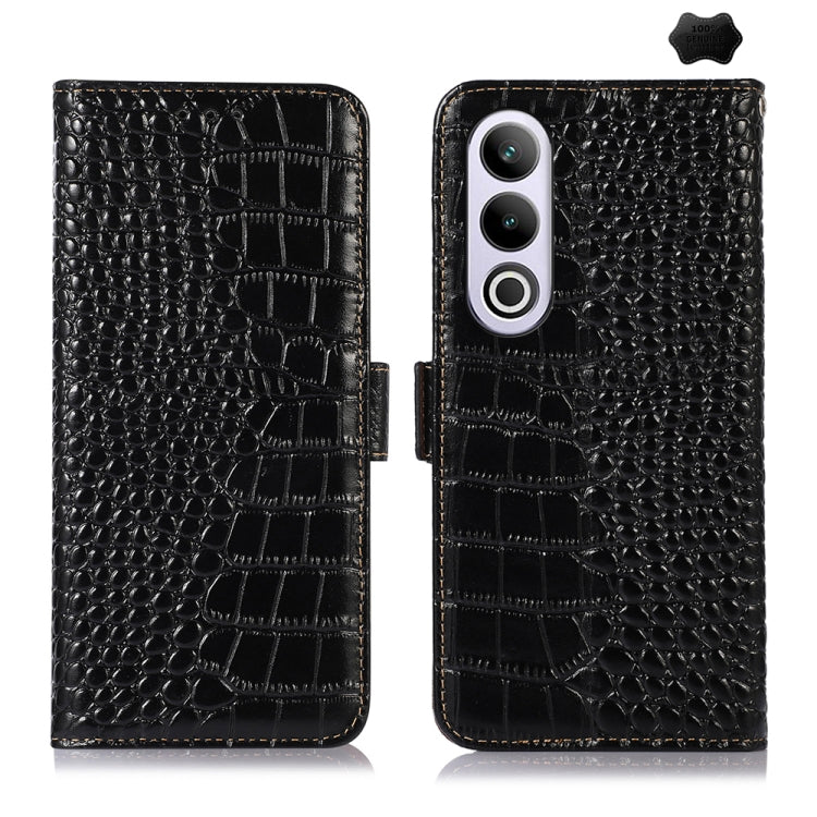 For OnePlus Nord CE4 5G Global Crocodile Top Layer Cowhide Leather Phone Case(Black) - OnePlus Cases by PMC TechLife | Online Shopping South Africa | PMC TechLife | Buy Now Pay Later Mobicred