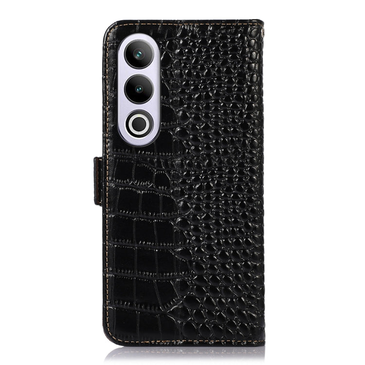 For OnePlus Nord CE4 5G Global Crocodile Top Layer Cowhide Leather Phone Case(Black) - OnePlus Cases by PMC TechLife | Online Shopping South Africa | PMC TechLife | Buy Now Pay Later Mobicred
